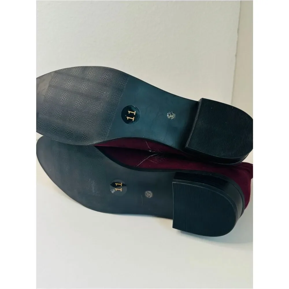 Liz Claiborne Burgundy Vegan Suede Studded Booties Size 11